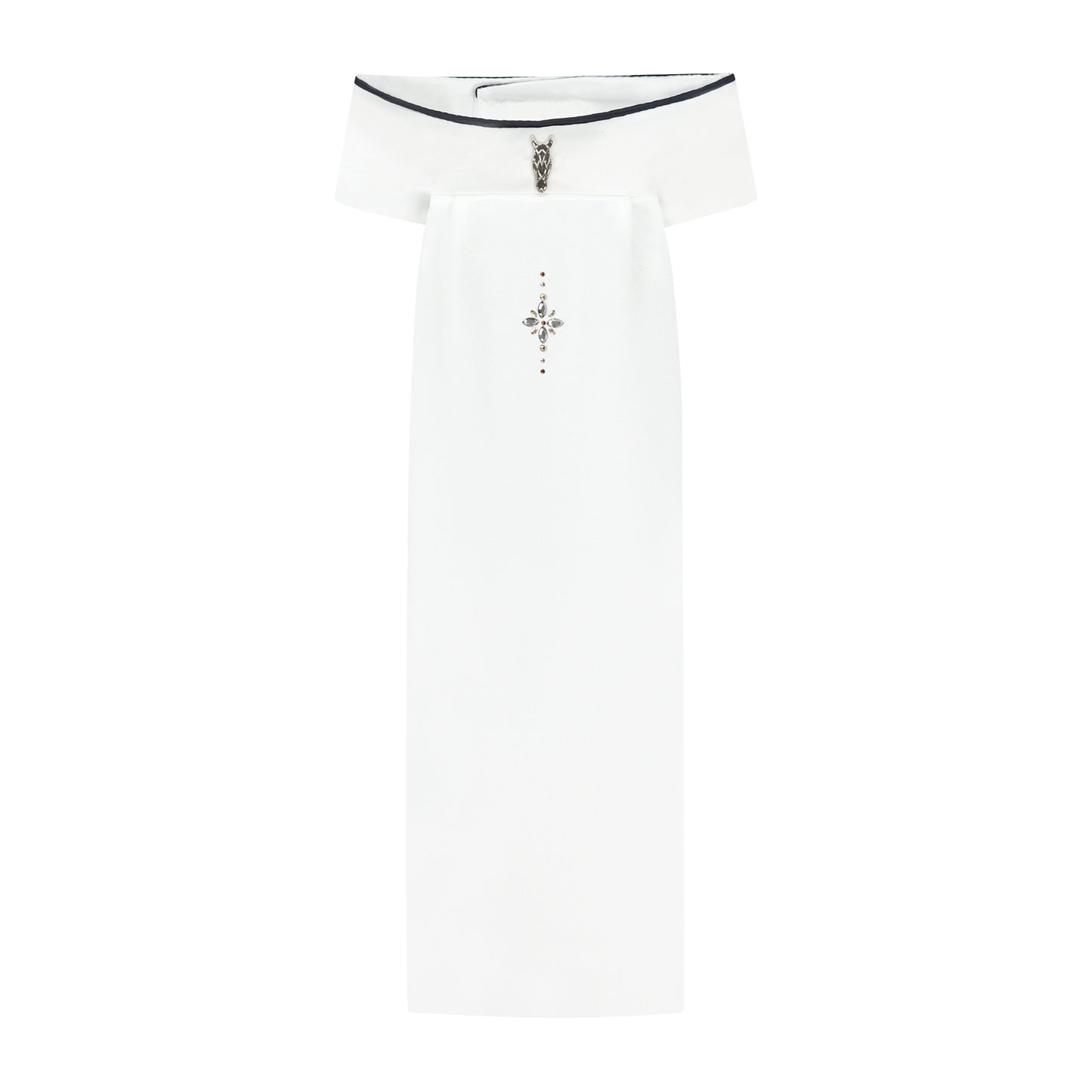 Stock Tie with Navy Trim & Almond Details