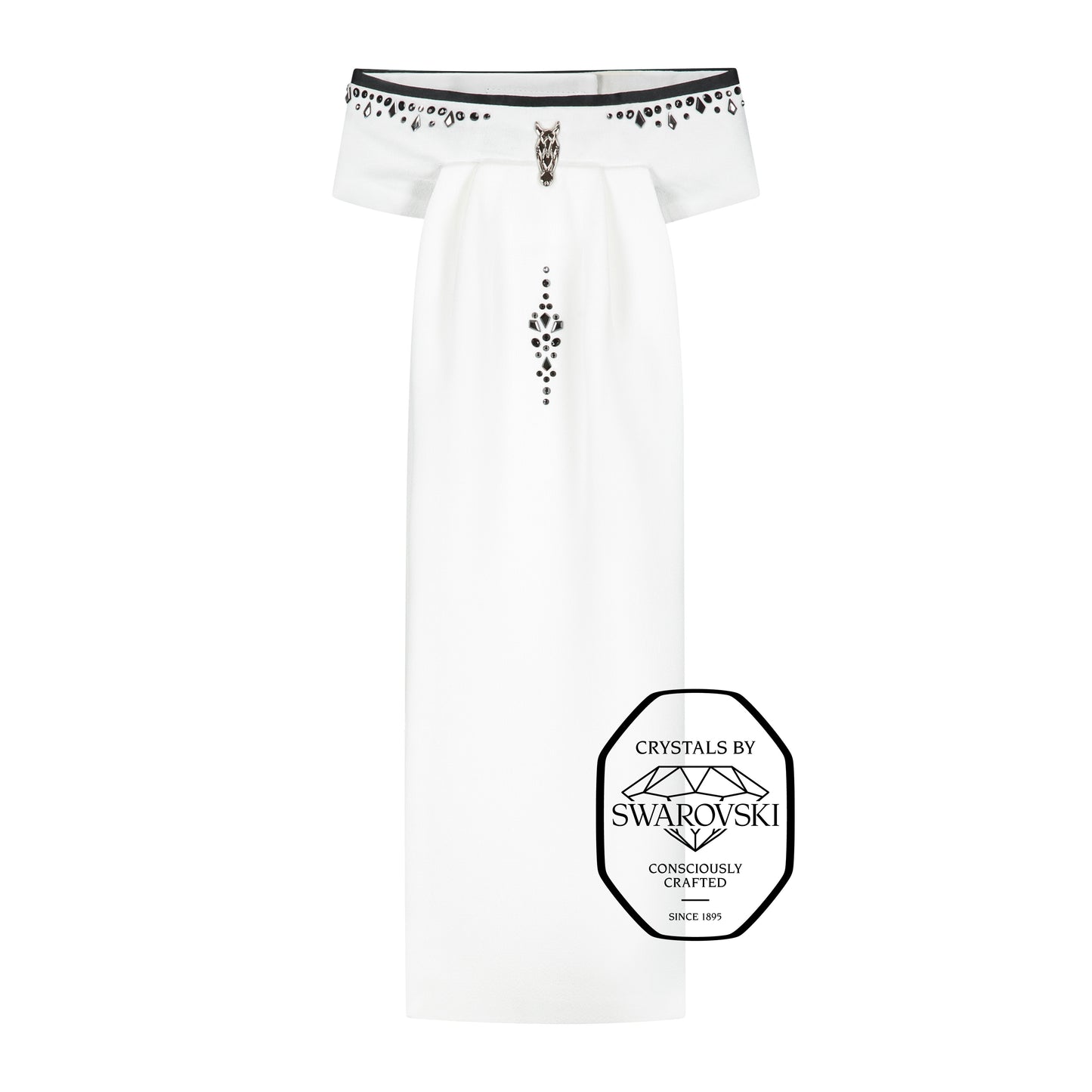 Stock Tie with Black Trim & Black Swarovski Details