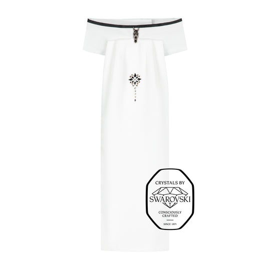 JuulC' Stock-Tie Black Champagne with black trim, signature horse head-logo and champagne Swarovski design on the front